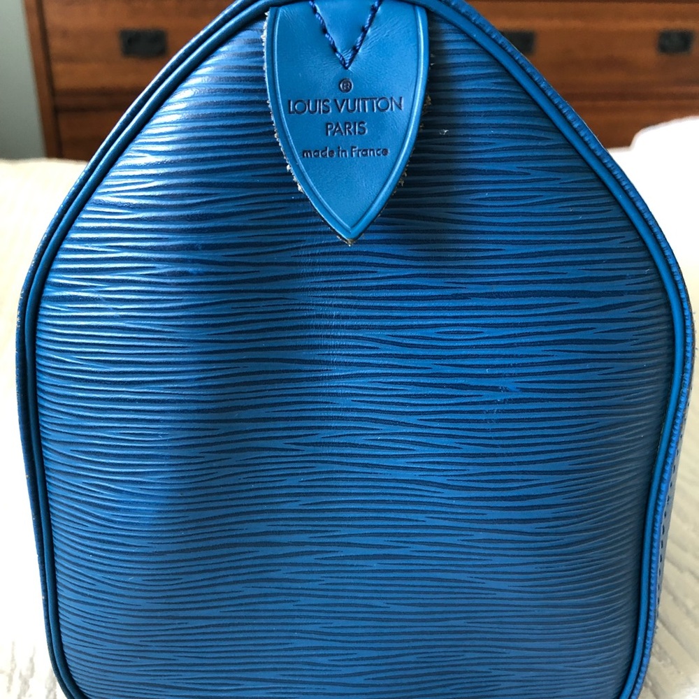 LOUIS VUITTON LV Logo Speedy 25 Travel Hand Bag Epi Leather Blue VI 0992 - Picture 7 of 14